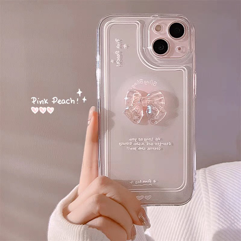 iPhoneケース かわいい 立体 リボン 透明 クリア スマホケース