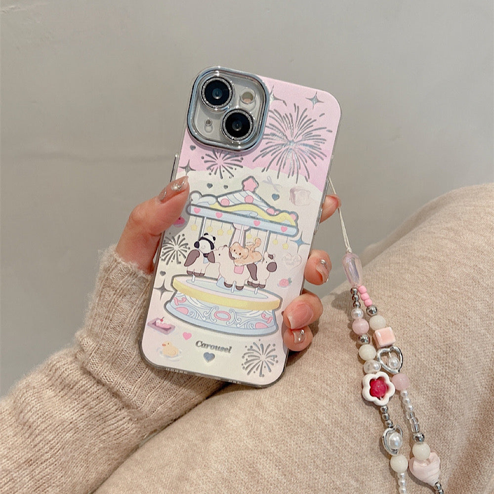 iPhoneケース カラフル 遊園地 かわいい アニマル スマホケース