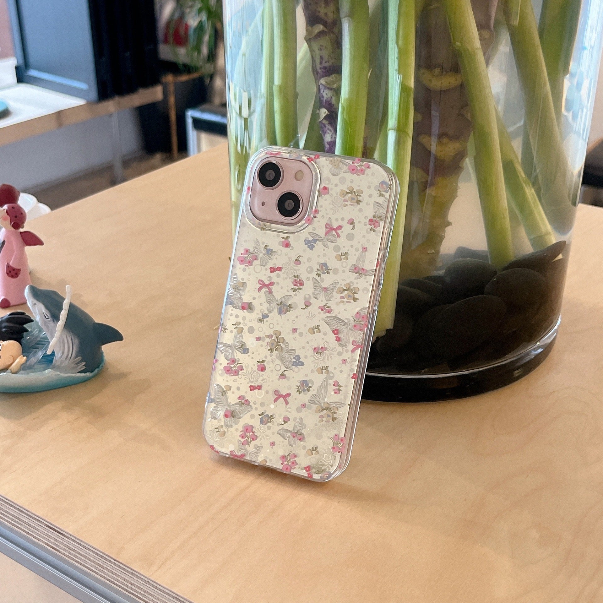iPhoneケース おしゃれ キラキラ フラワー シルバー スマホケース