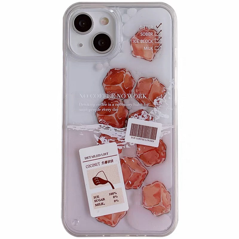iPhoneケース おしゃれ 氷付き 紅茶 スマホケース