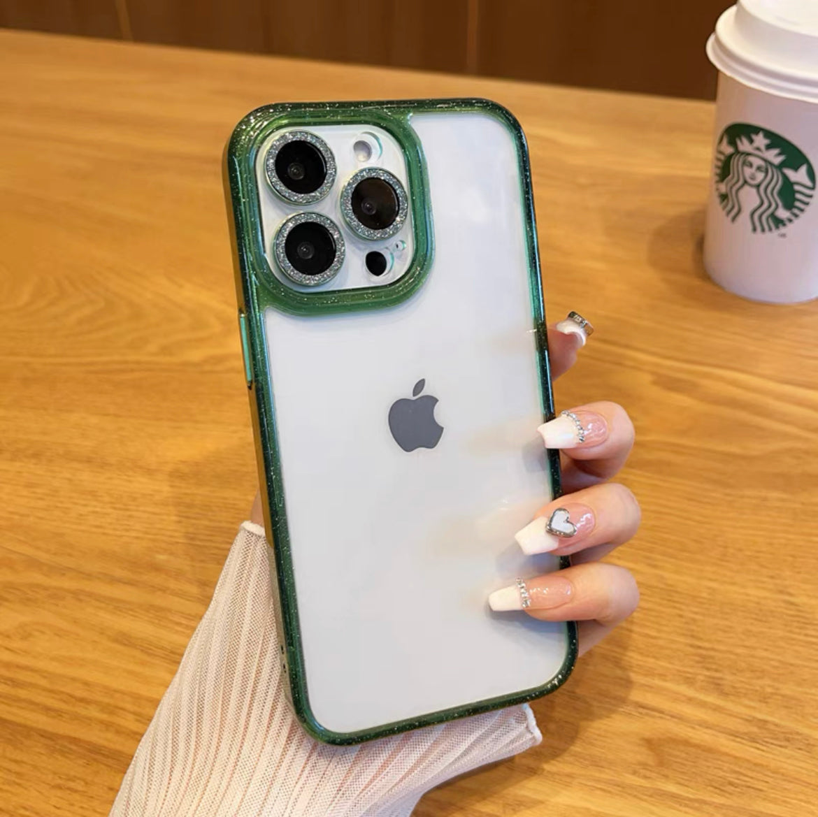 iPhoneケース キラキラ カメラ保護付き シンプル 透明 クリア スマホケース