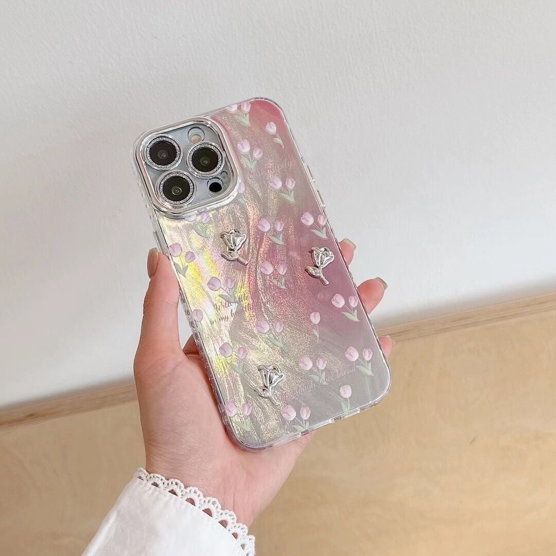 iPhoneケース 立体 ローズフラワー おしゃれ スマホケース