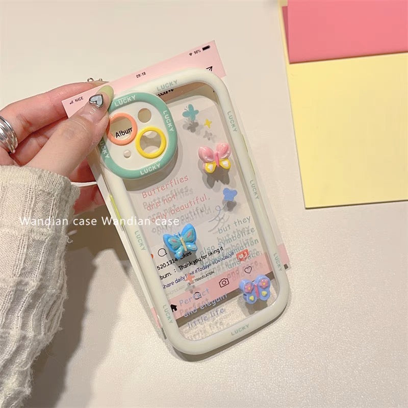 iPhoneケース 立体 カラフル 蝶々 透明 クリア スマホケース