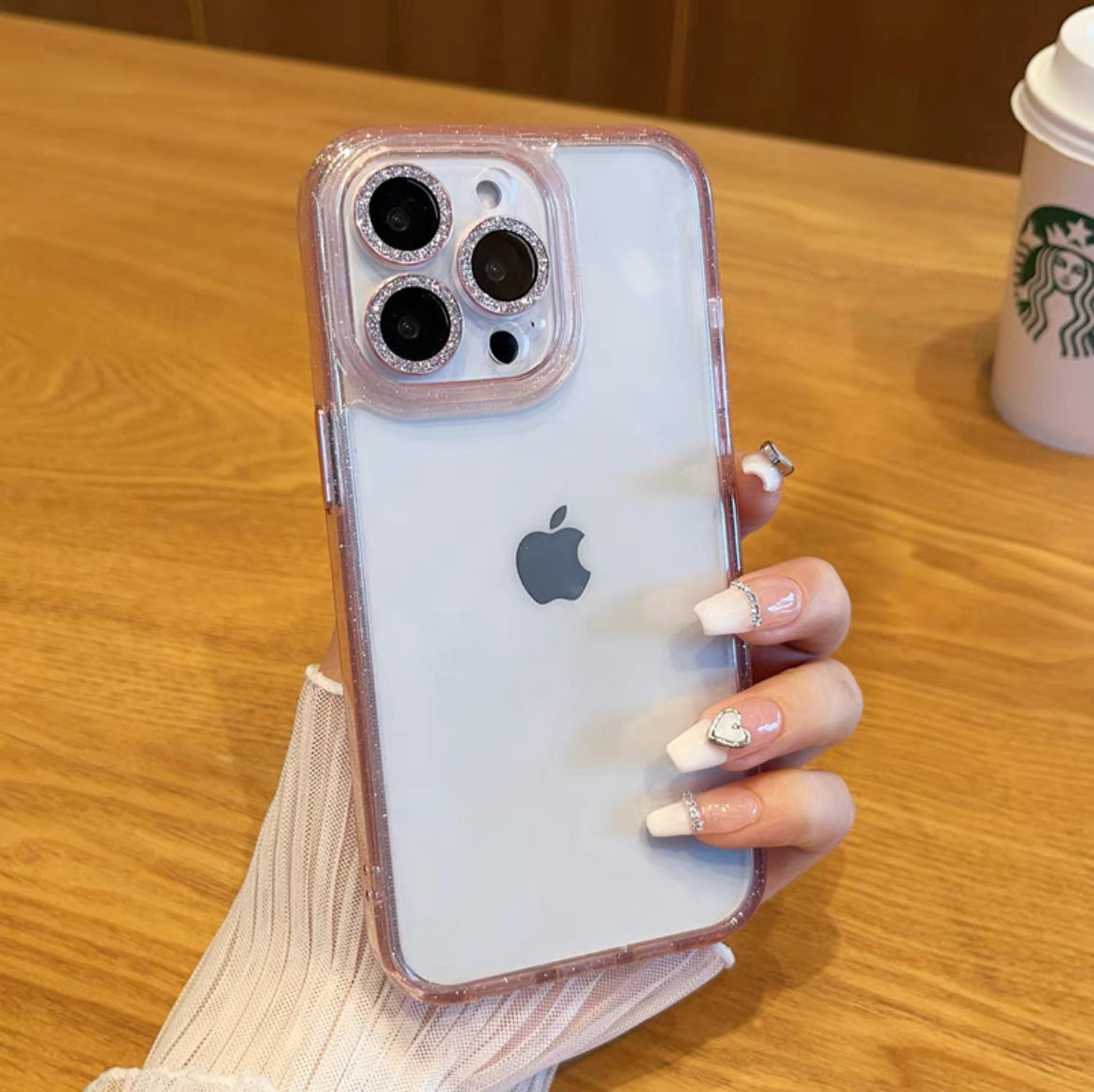 iPhoneケース キラキラ カメラ保護付き シンプル 透明 クリア スマホケース