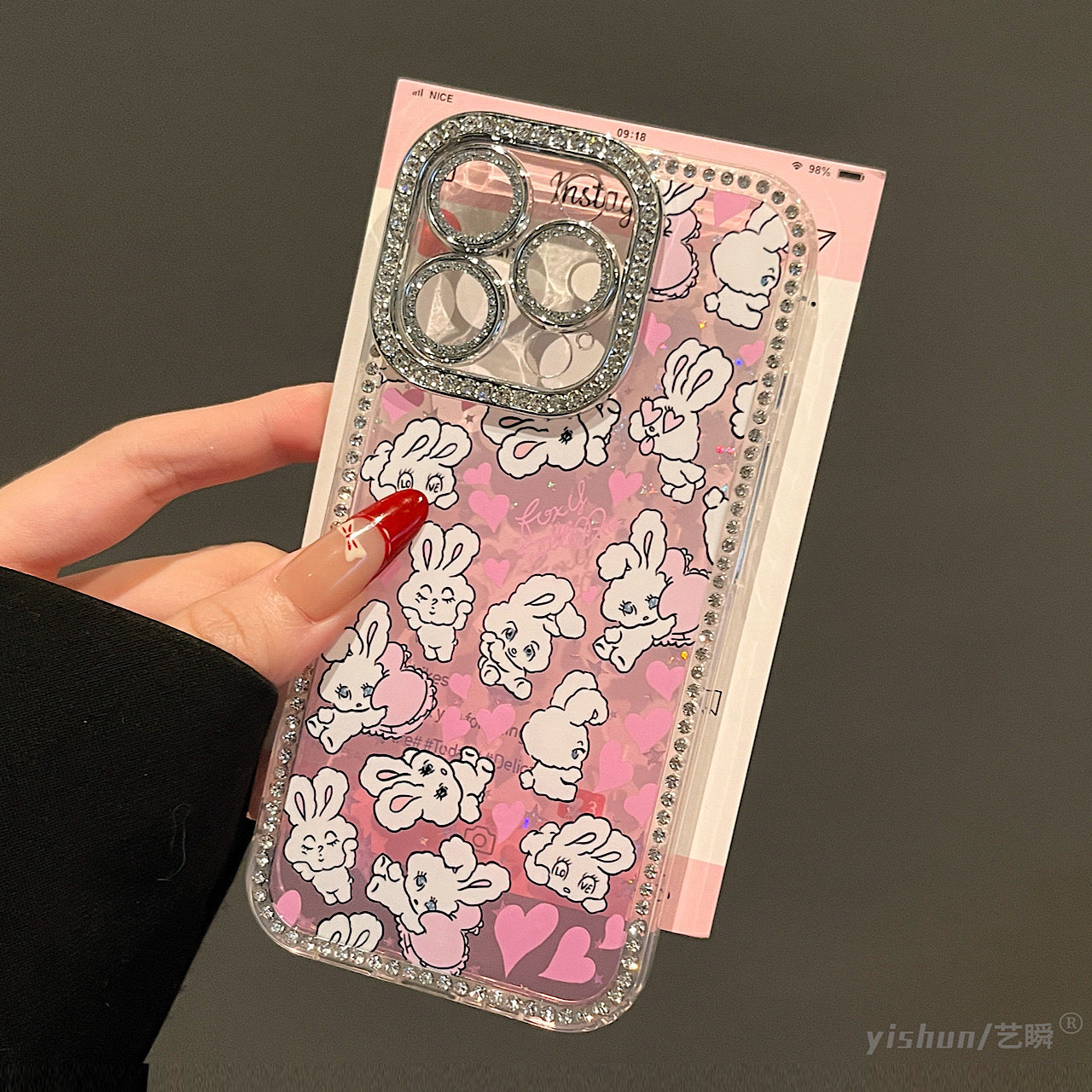 iPhoneケース かわいい うさぎ ピンク キラキラ スマホケース