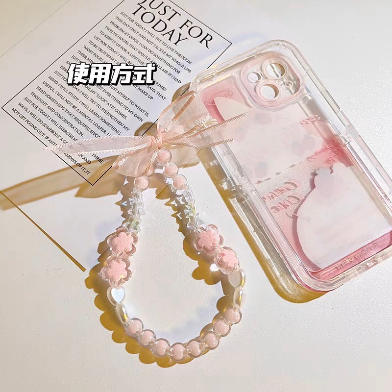 携帯ストラップ ピンク フラワー かわいい スマホストラップ