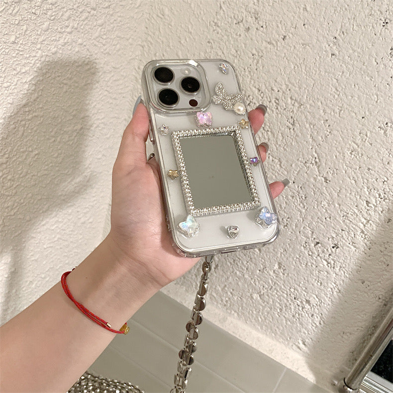 iPhoneケース おしゃれ 立体 蝶々 ミラー付き スマホケース