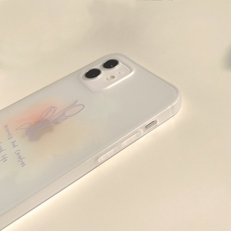 iPhoneケース チューリップ おしゃれ ホワイト スマホケース