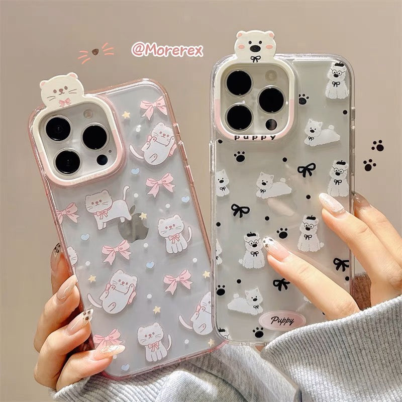 iPhoneケース かわいい 犬 猫 透明 クリア スマホケース