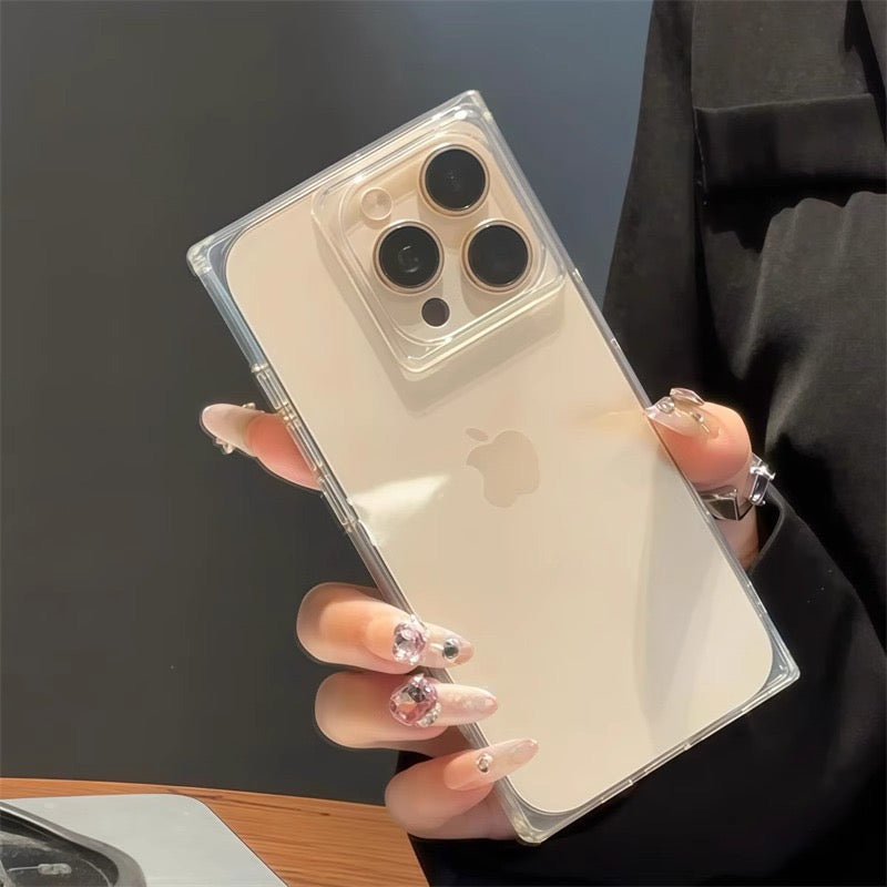 iPhoneケース シンプル 角型 透明 クリア スマホケース