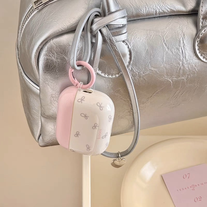 AirPodsケース かわいい リボン パープル AirPods Proケース