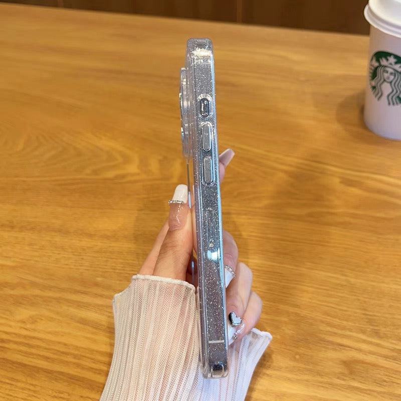 iPhoneケース キラキラ カメラ保護付き シンプル 透明 クリア スマホケース