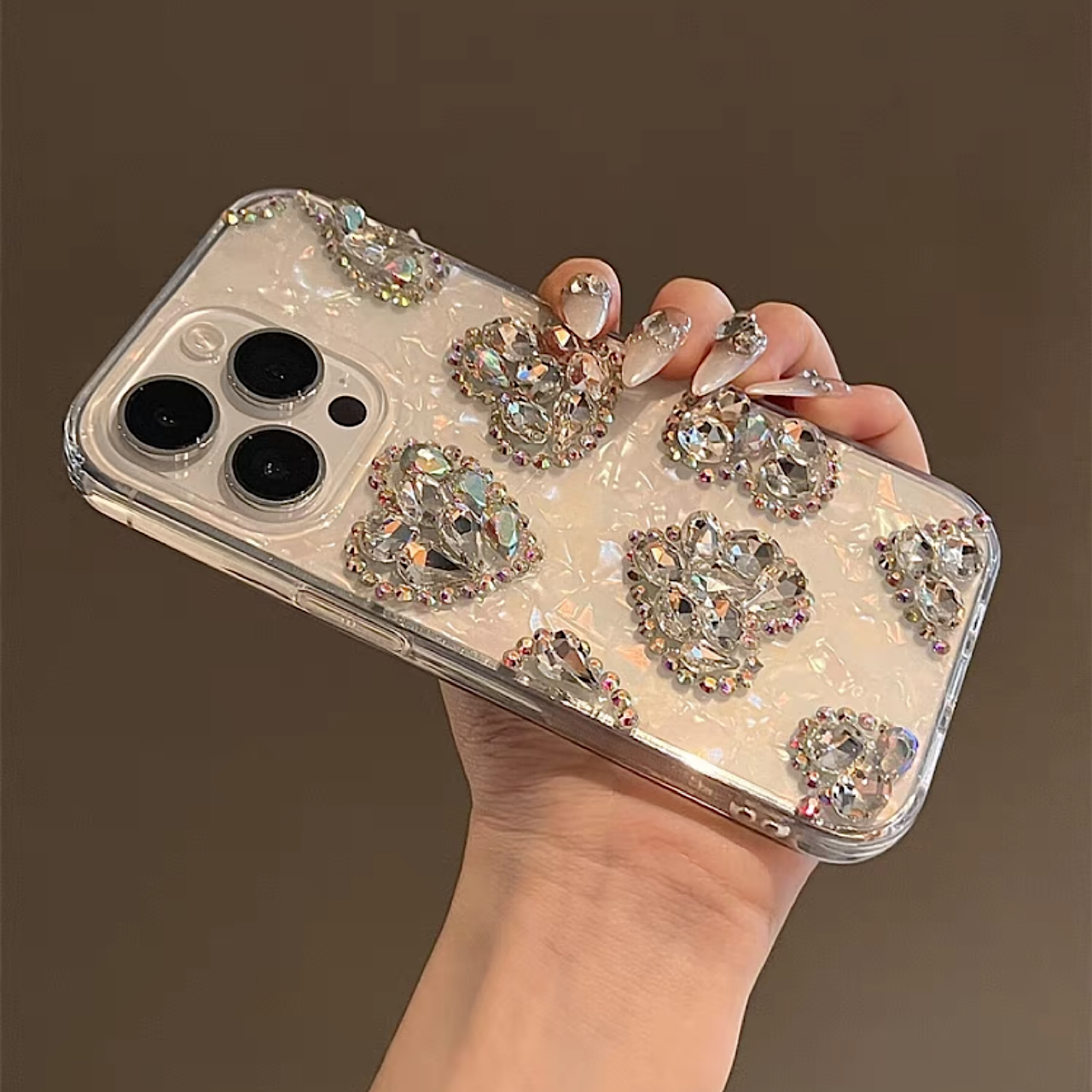 iPhoneケース おしゃれ ホワイト キラキラ ハート スマホケース