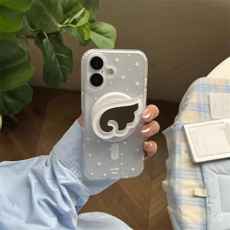 iPhoneケース おしゃれ スター ミラー 持ち手付き 半透明 スマホケース