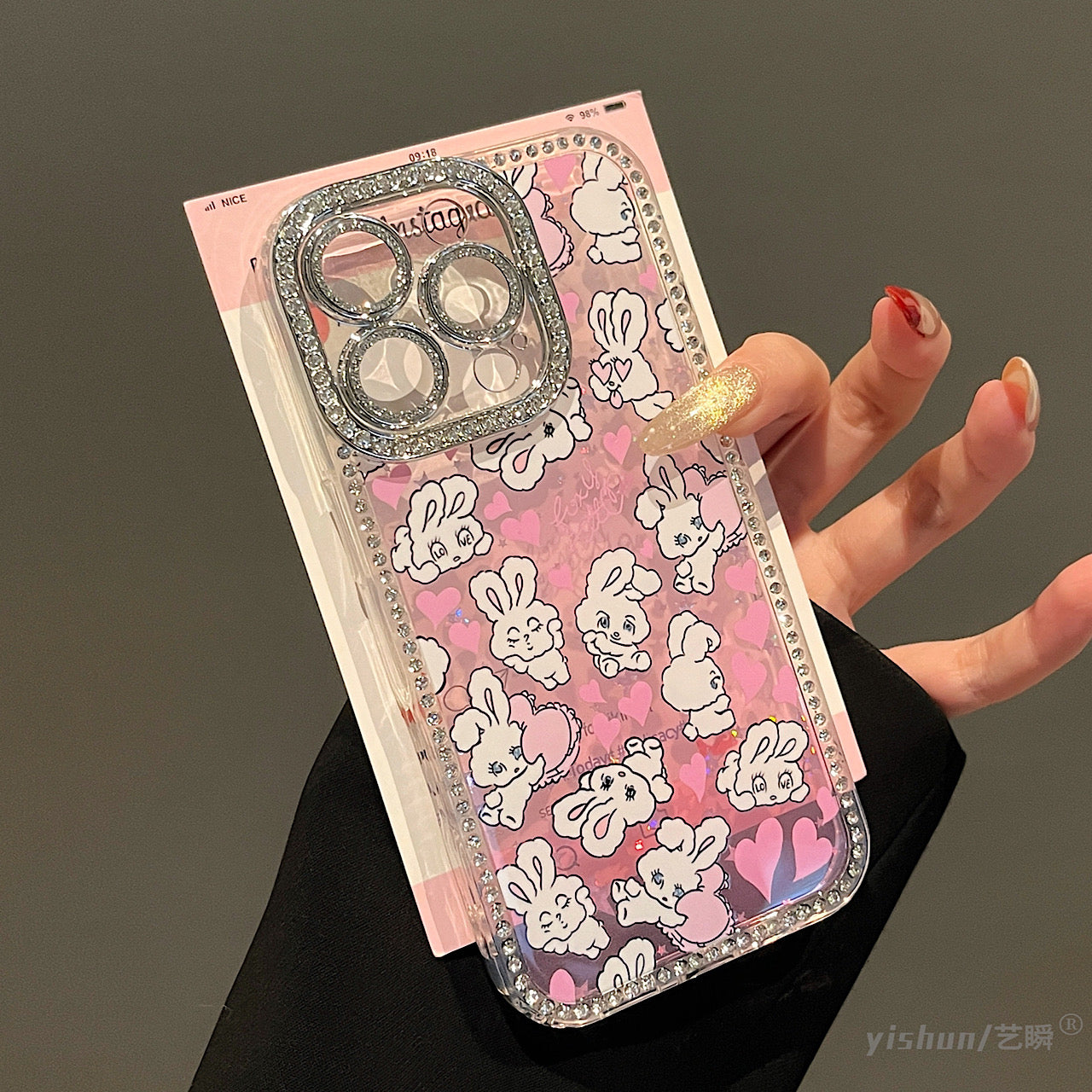 iPhoneケース かわいい うさぎ ピンク キラキラ スマホケース