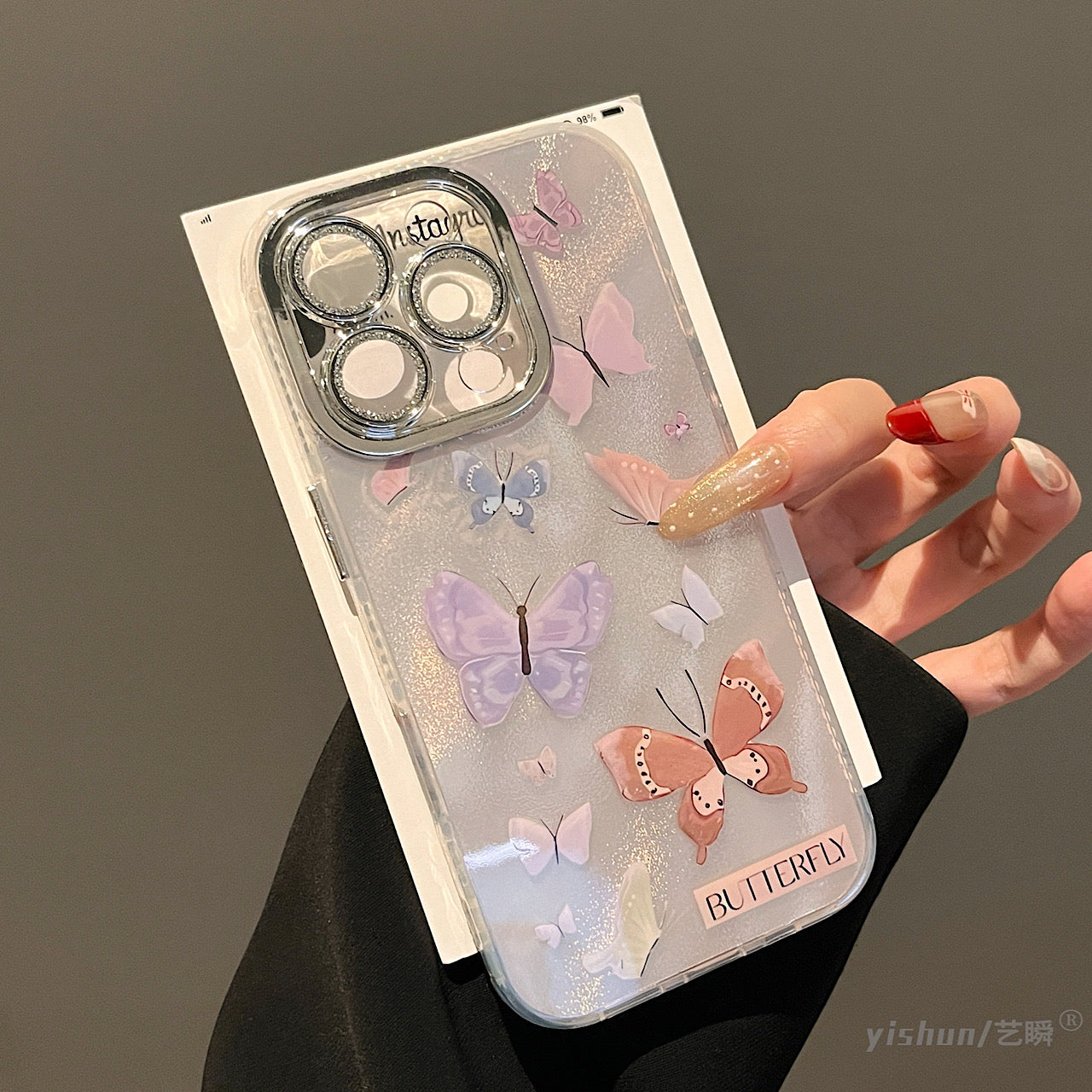iPhoneケース おしゃれ カラフル 蝶々 スマホケース