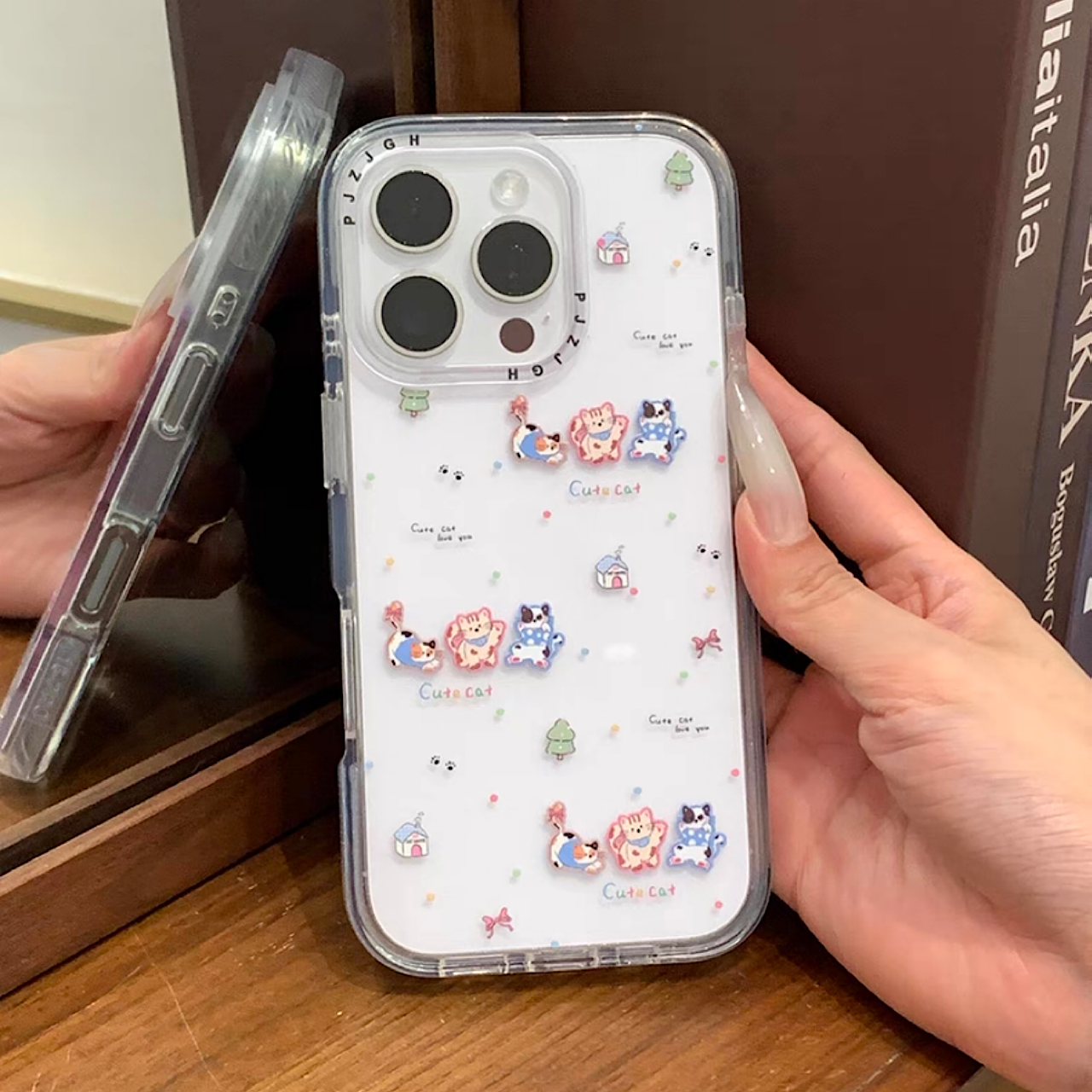 iPhoneケース かわいい 子猫 透明 クリア スマホケース