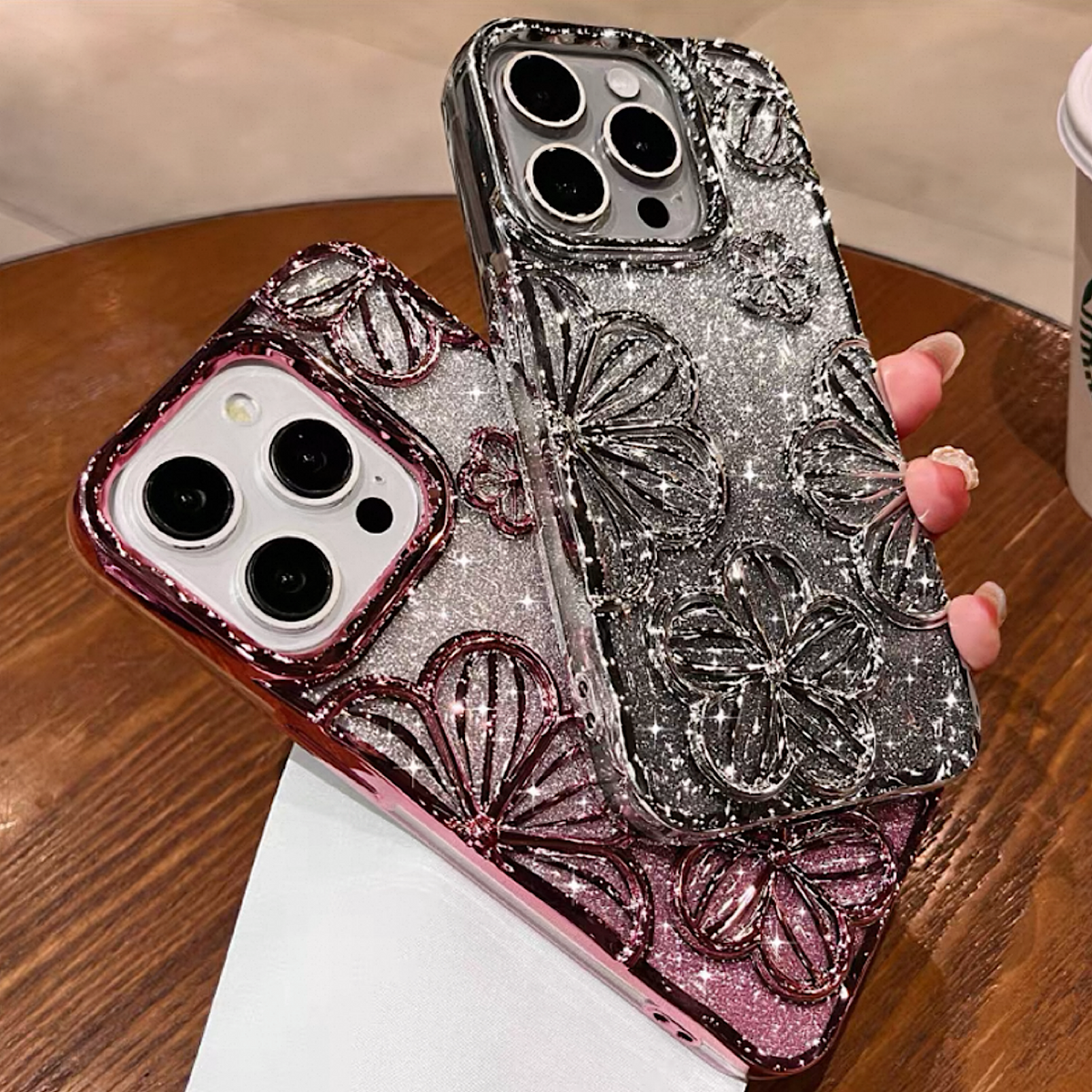 iPhoneケース おしゃれ 立体 フラワー 透明 クリア スマホケース