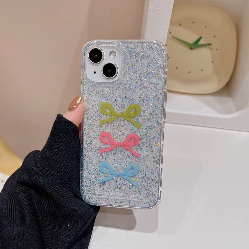 iPhoneケース カラフル リボン キラキラ スマホケース