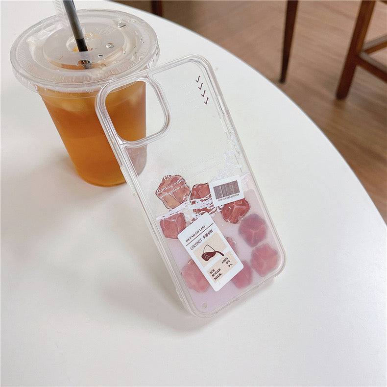 iPhoneケース おしゃれ 氷付き 紅茶 スマホケース