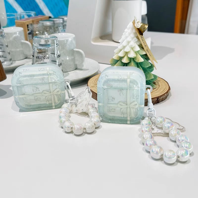 AirPodsケース かわいい リボン ストラップ付き AirPods Proケース
