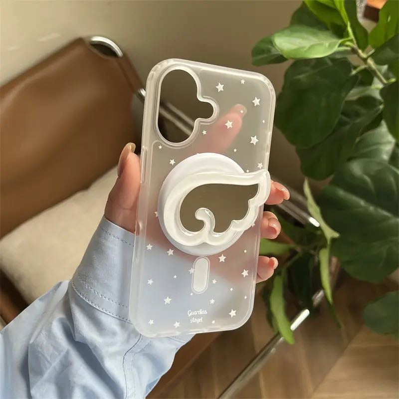 iPhoneケース おしゃれ スター ミラー 持ち手付き 半透明 スマホケース