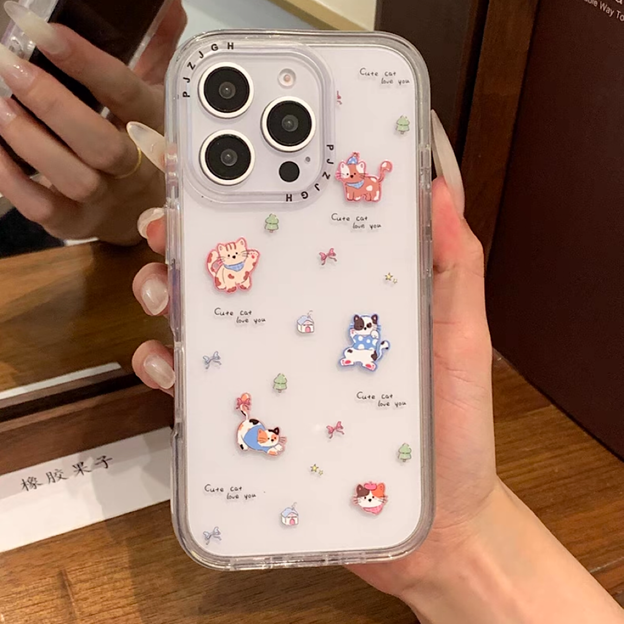 iPhoneケース かわいい 子猫 透明 クリア スマホケース