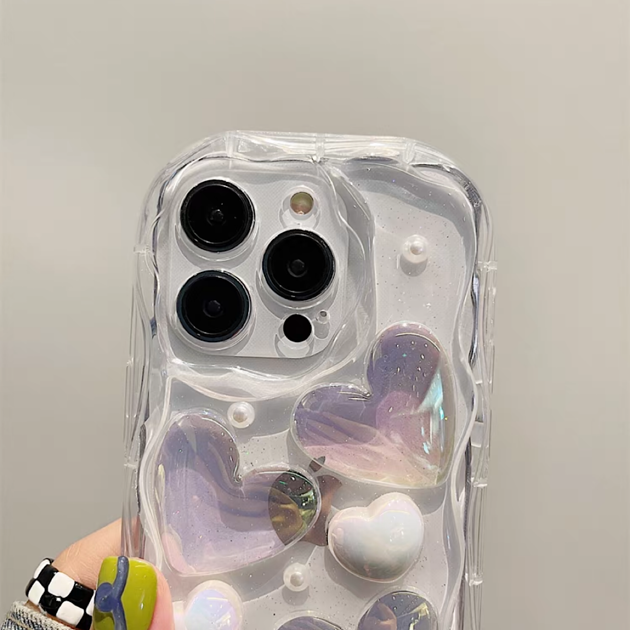 iPhoneケース 立体 ハート 頑丈 おしゃれ ホワイト スマホケース