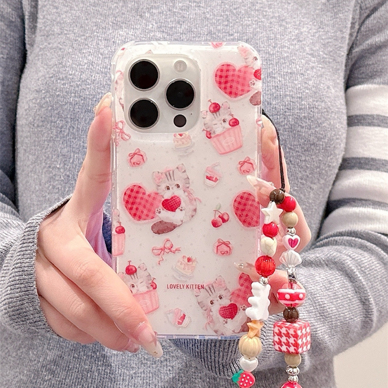 iPhoneケース かわいい 子猫 ピンク ハート スマホケース