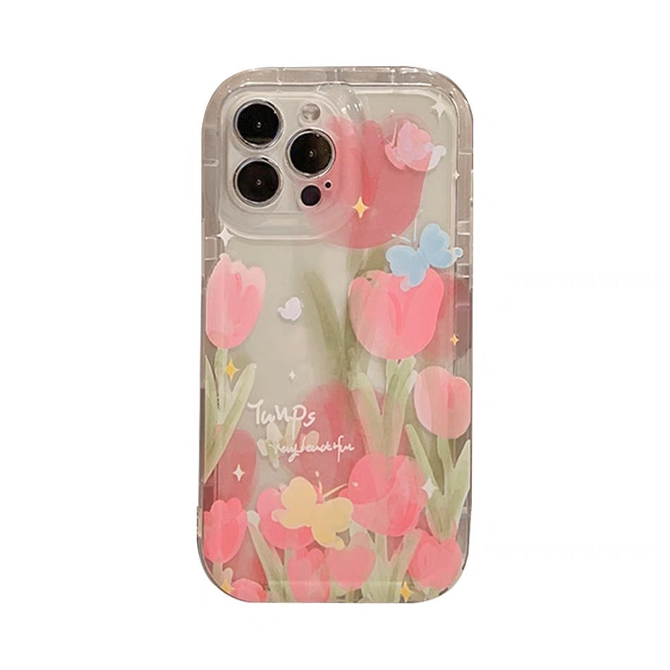 iPhoneケース かわいい ピンク チューリップ スマホケース