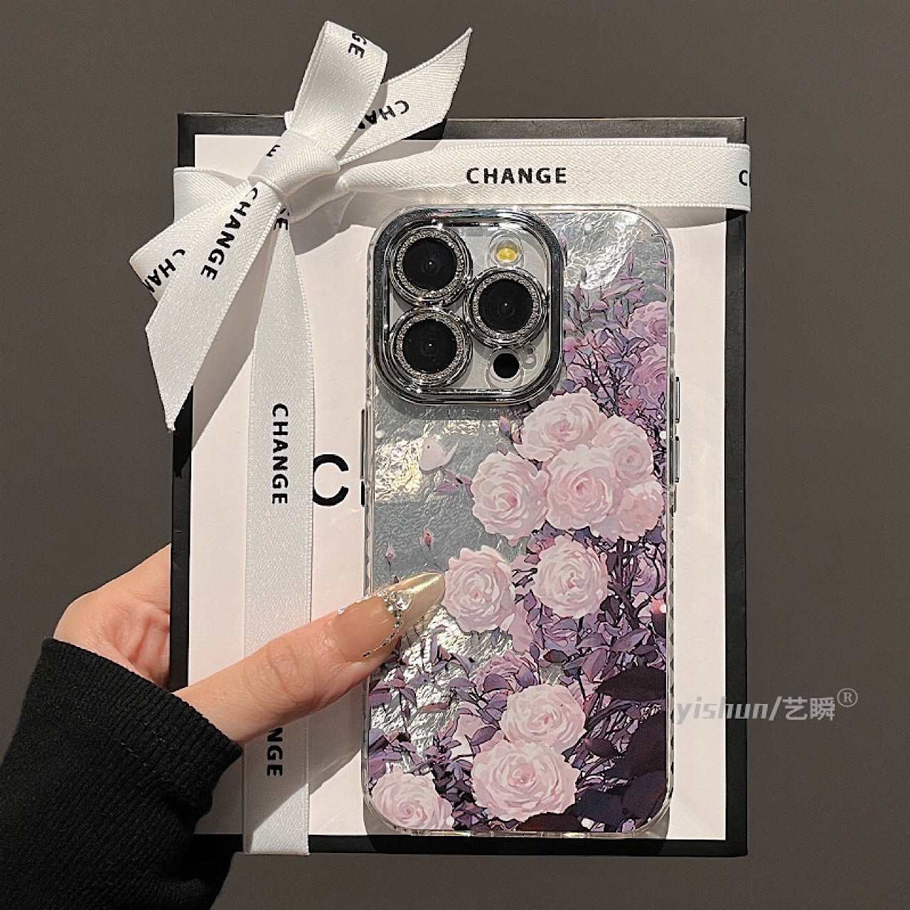 iPhoneケース おしゃれ ローズフラワー ピンク スマホケース