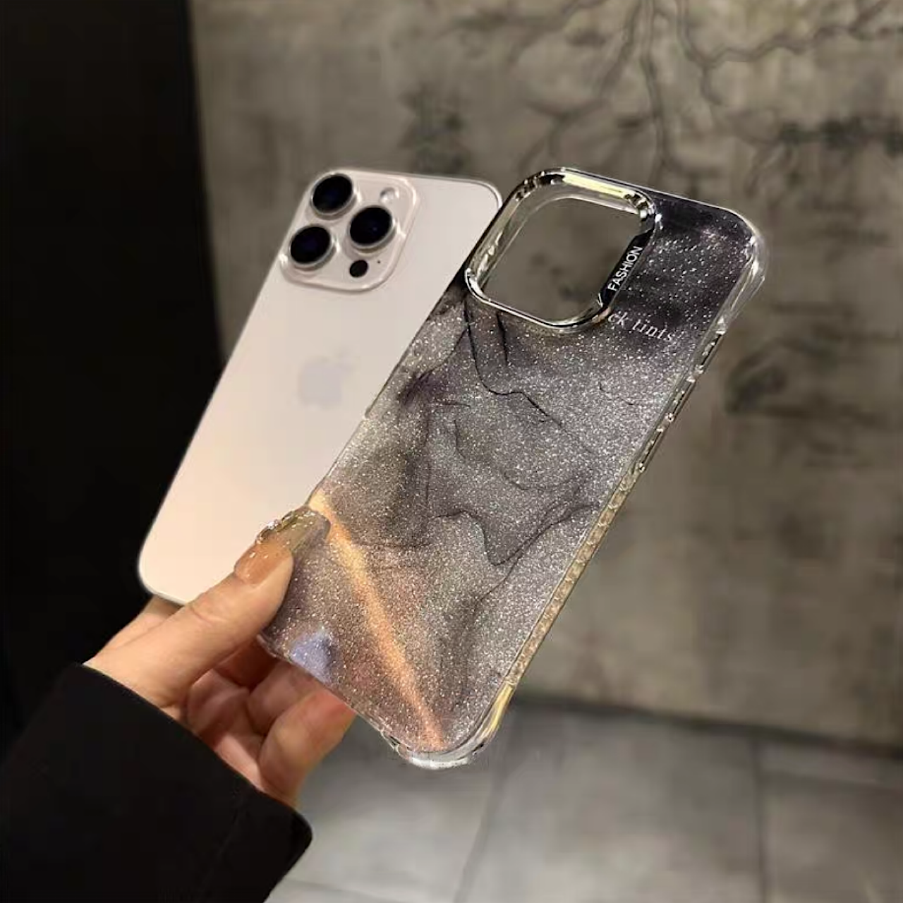 iPhoneケース おしゃれ キラキラ ブラック スマホケース