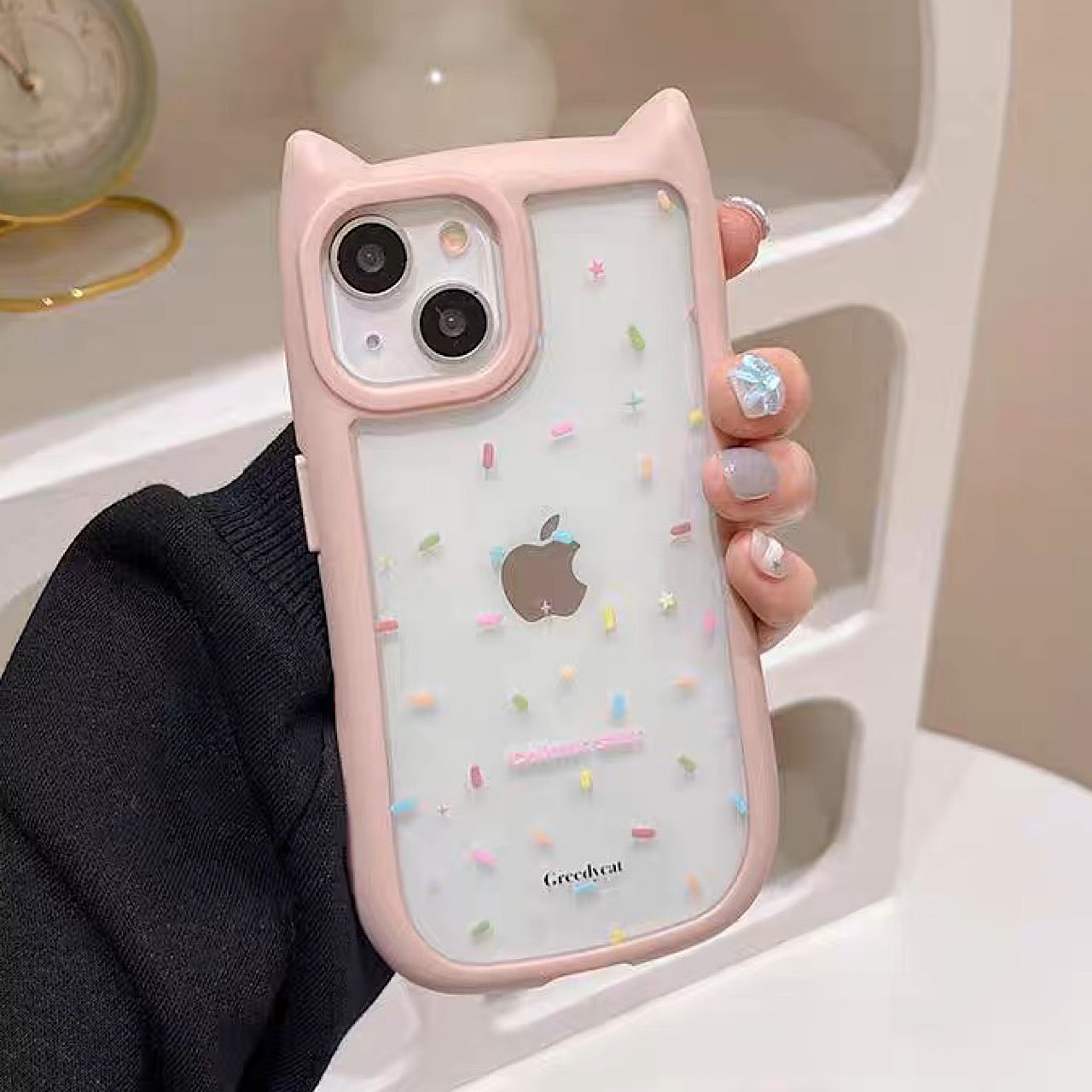 iPhone 12 グラデーションピンク 猫ケース付き iPhone 12 グラデーションピンク 猫ケース付き iPhone 12 iPhone12