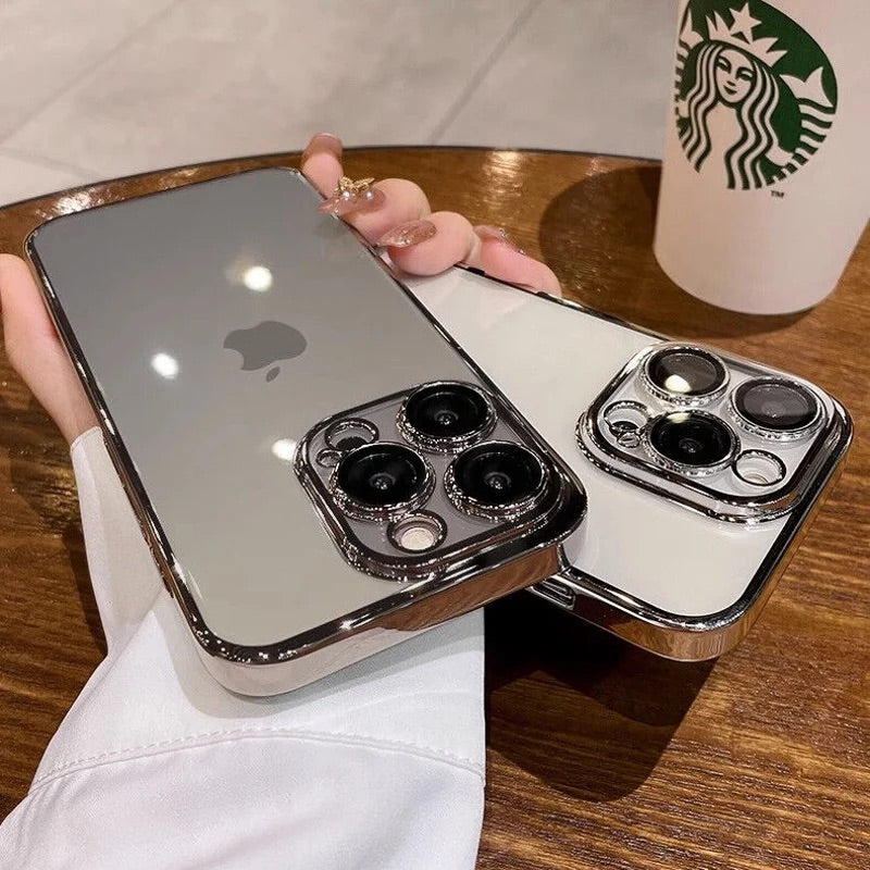 iPhoneケース　チタニウム 黄ばまないカメラ保護 軽量　透明　クリア　スマホケース