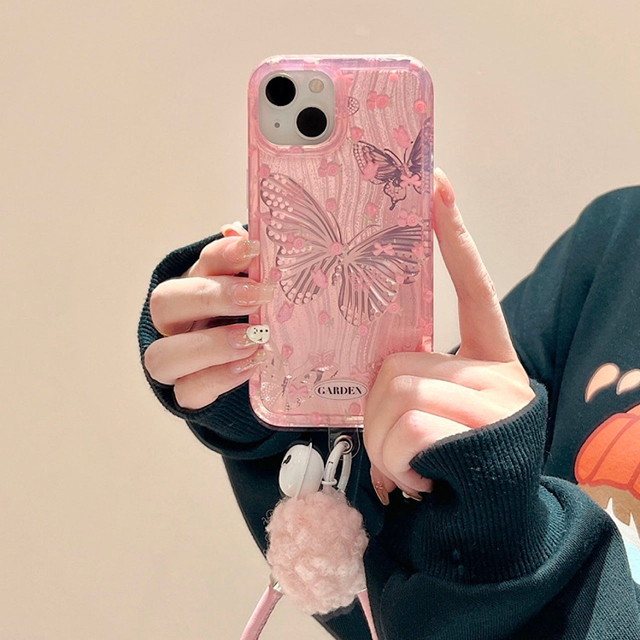 iPhoneケース おしゃれ キラキラ 蝶々 ピンク スマホケース