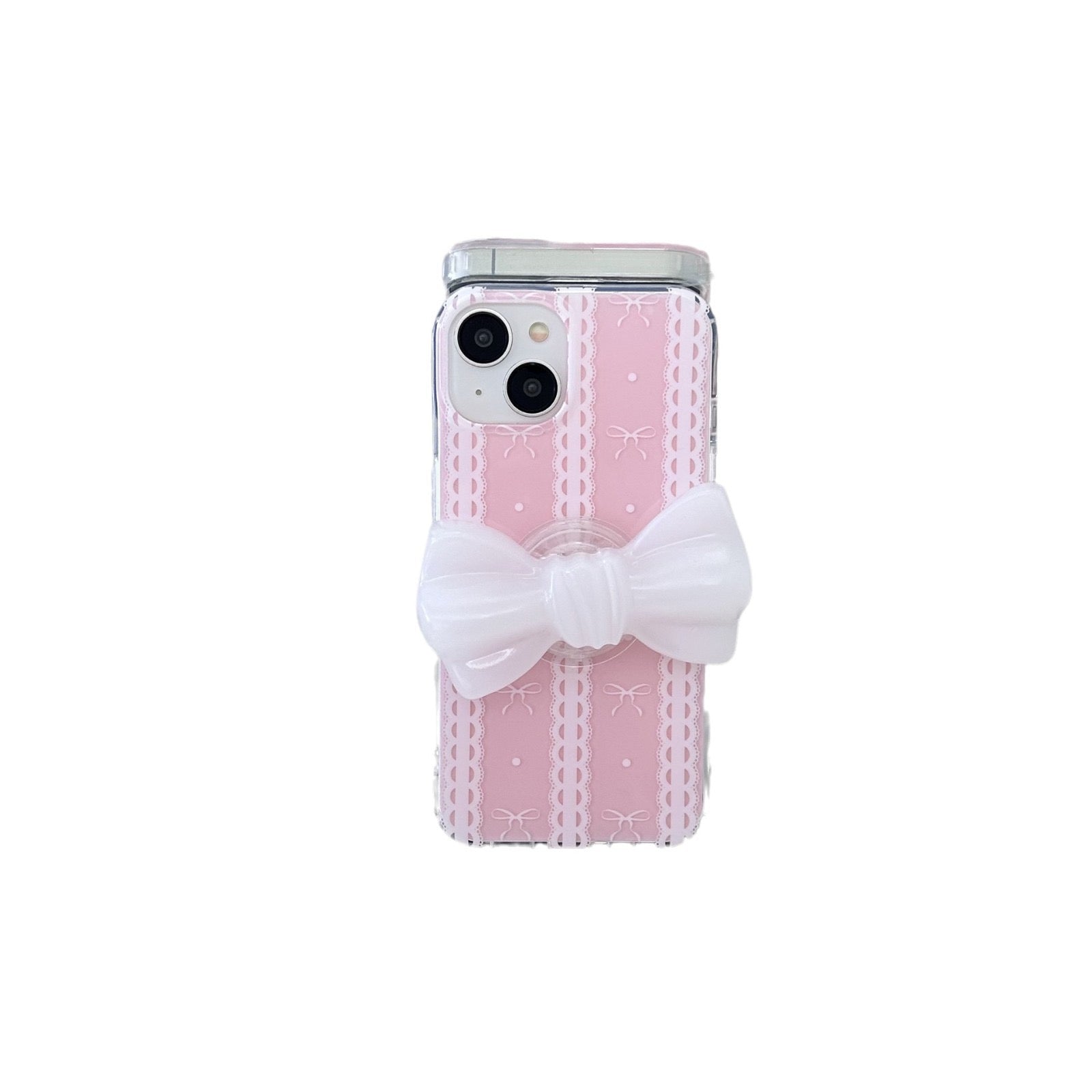 iPhoneケース かわいい ピンク リボン 持ち手付き スマホケース