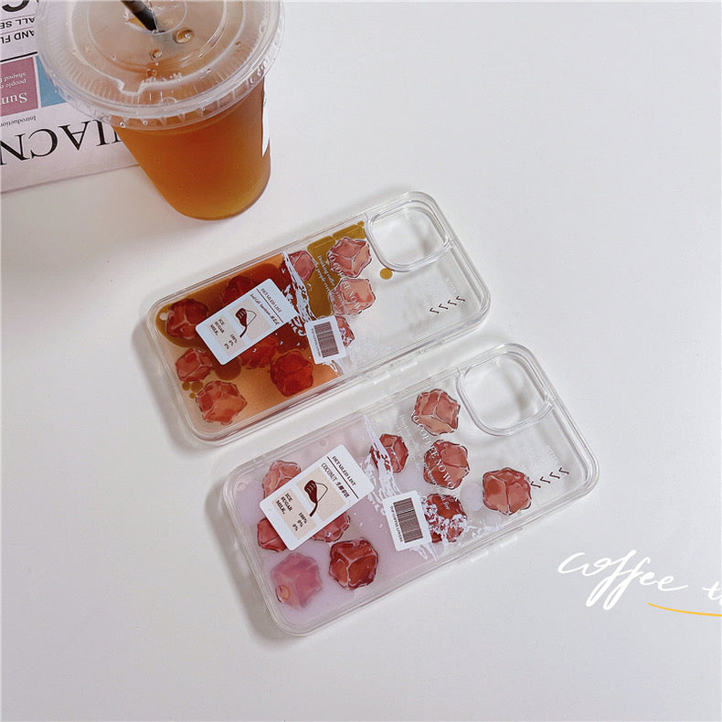 iPhoneケース おしゃれ 氷付き 紅茶 スマホケース