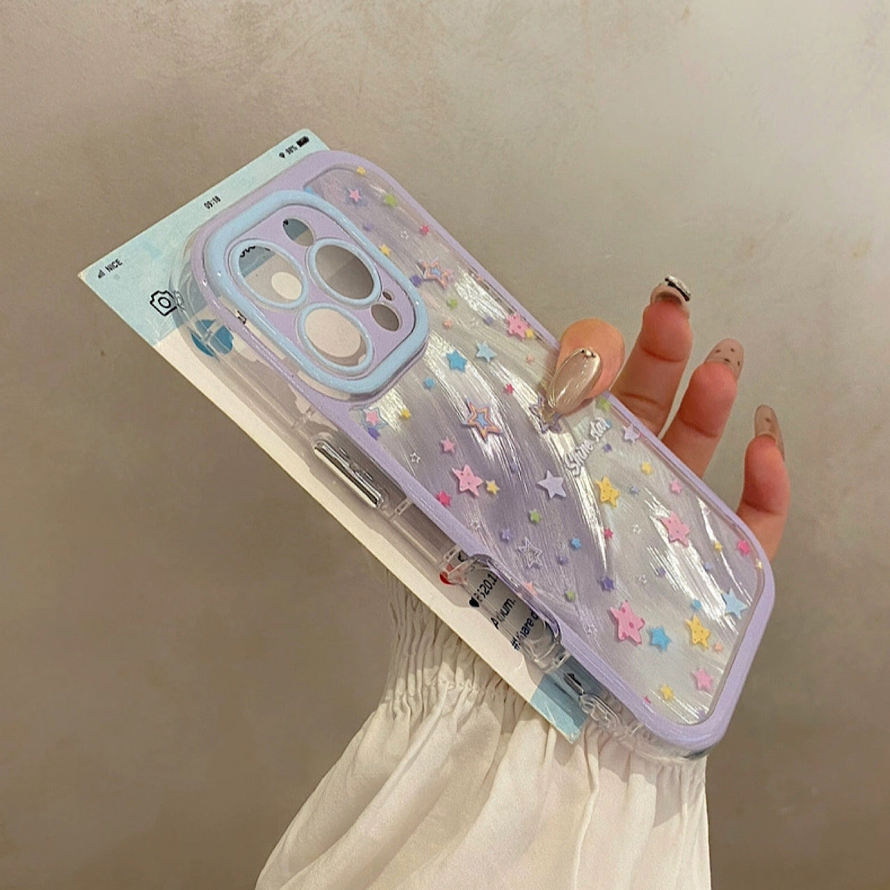 iPhoneケースキラキラ流れ星とパステルスター スマホケース
