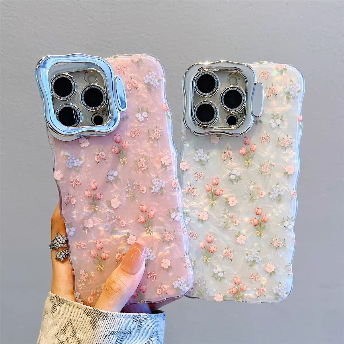 iPhoneケース おしゃれ カラフル フラワー 単色 スタンド付き スマホケース