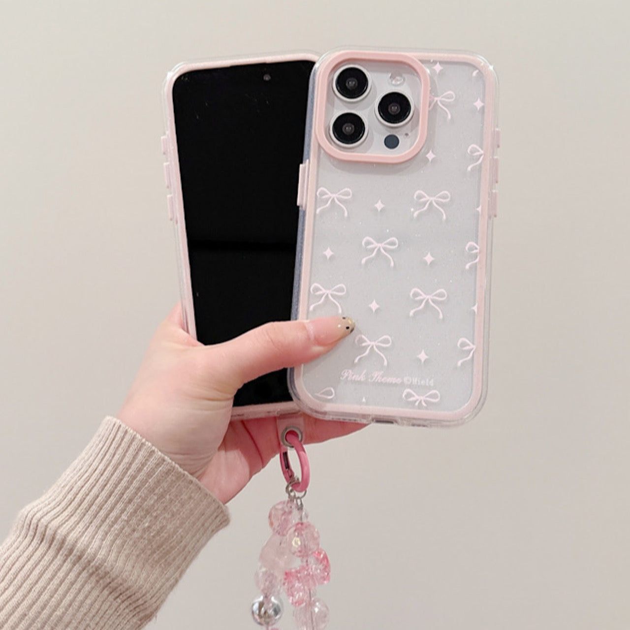 iPhoneケース かわいい ピンク リボン キラキラ スマホケース