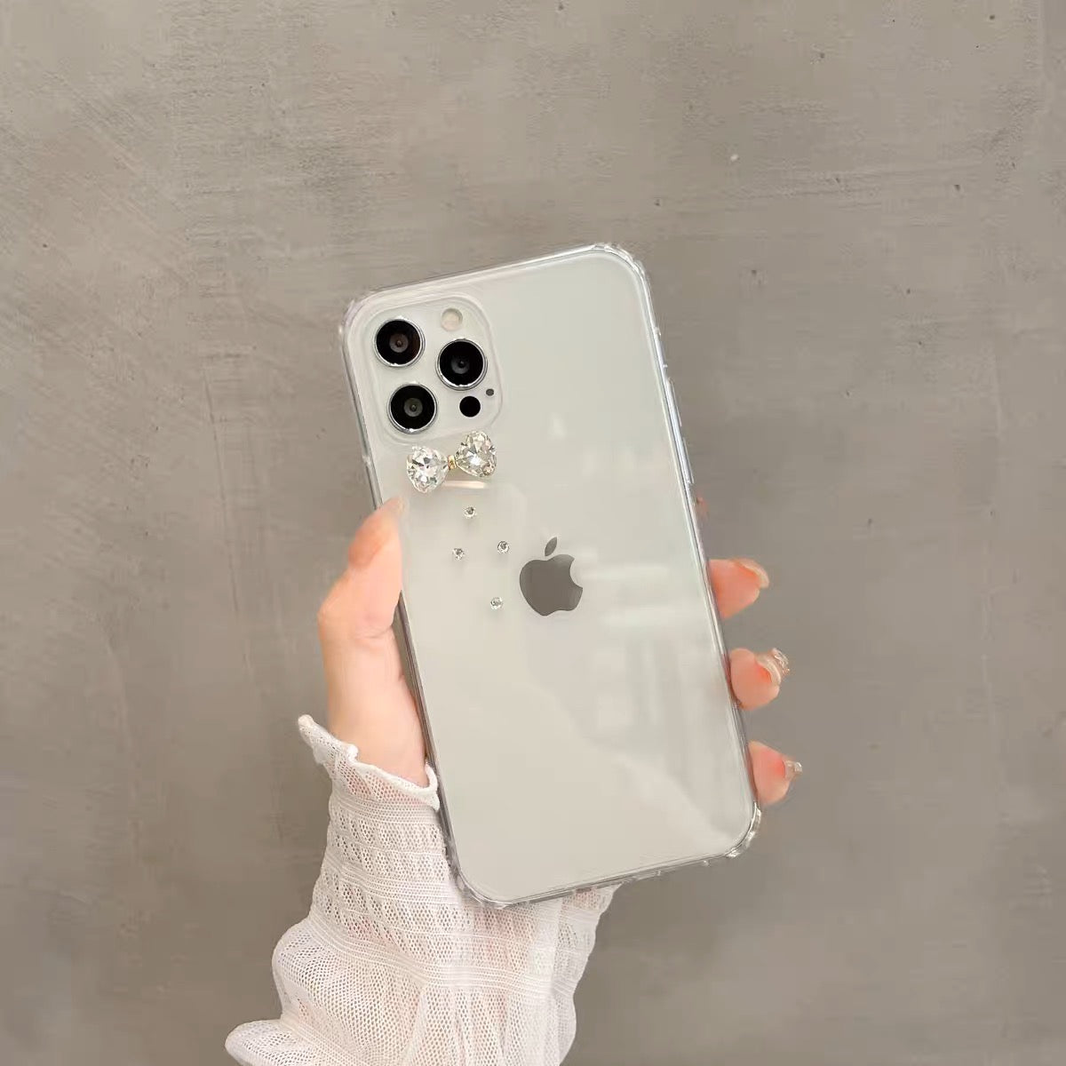 iPhoneケース おしゃれ リボン付き 透明 クリア スマホケース