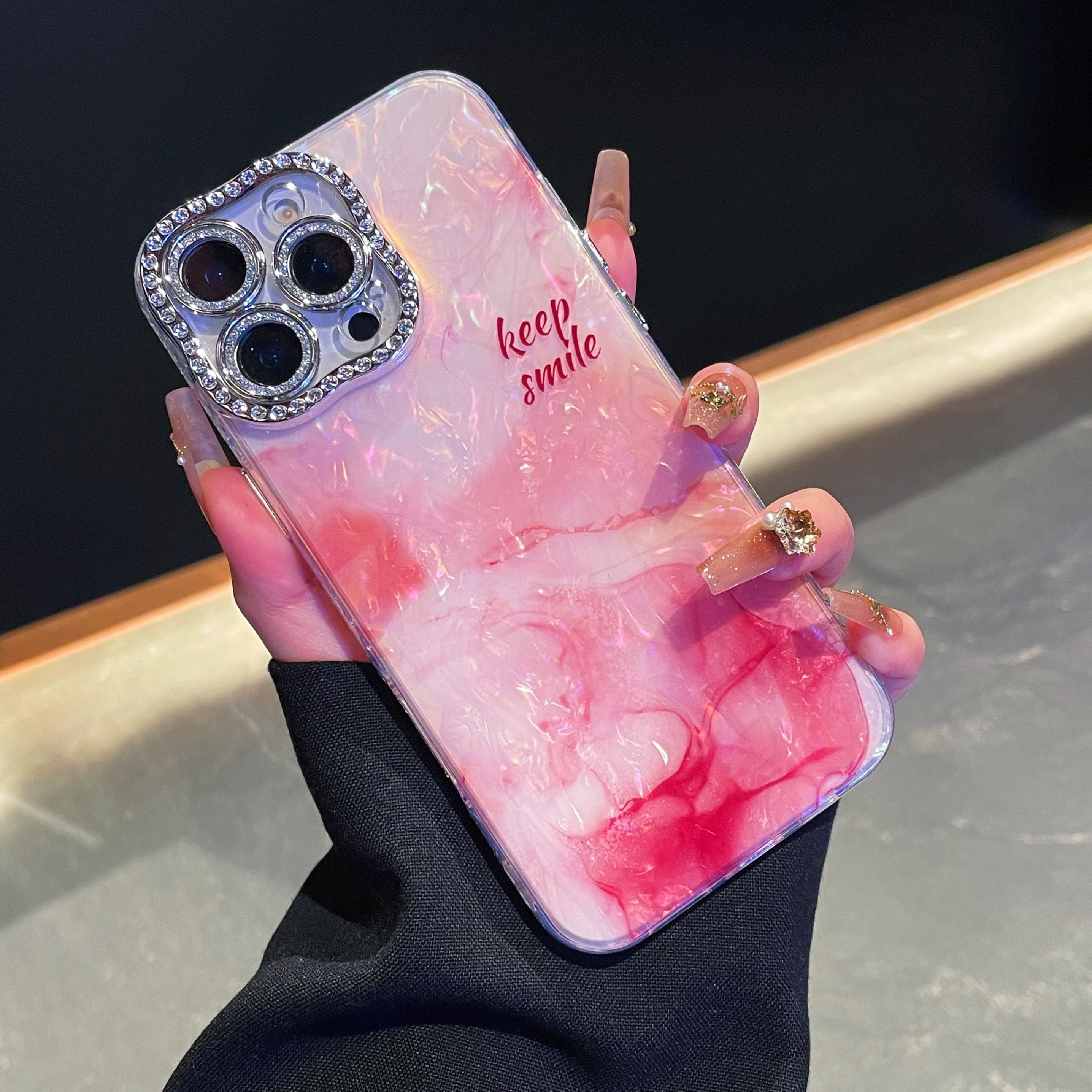 iPhoneケース 大理石風マーブル × メッセージロゴ スマホケース