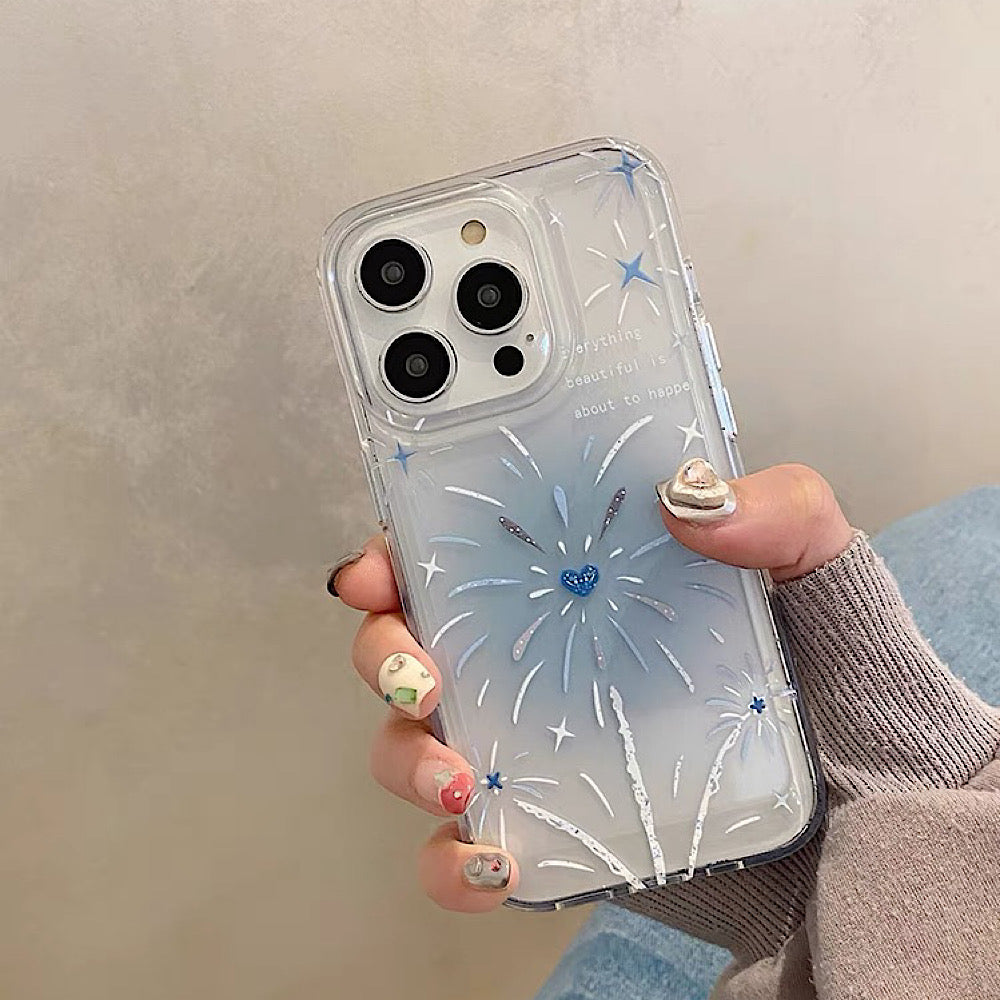 iPhoneケース おしゃれ 花火 ホワイト スマホケース