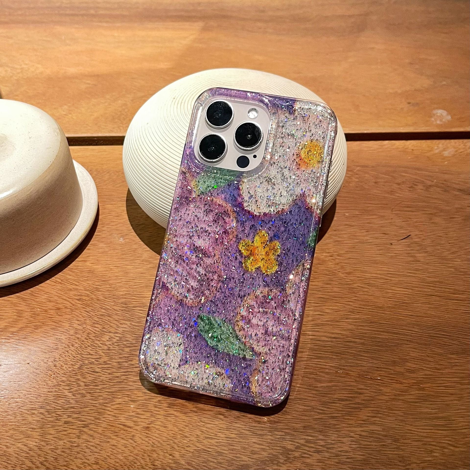 iPhoneケース かわいい お花柄 キラキラ ブルー ピンク　スマホケース