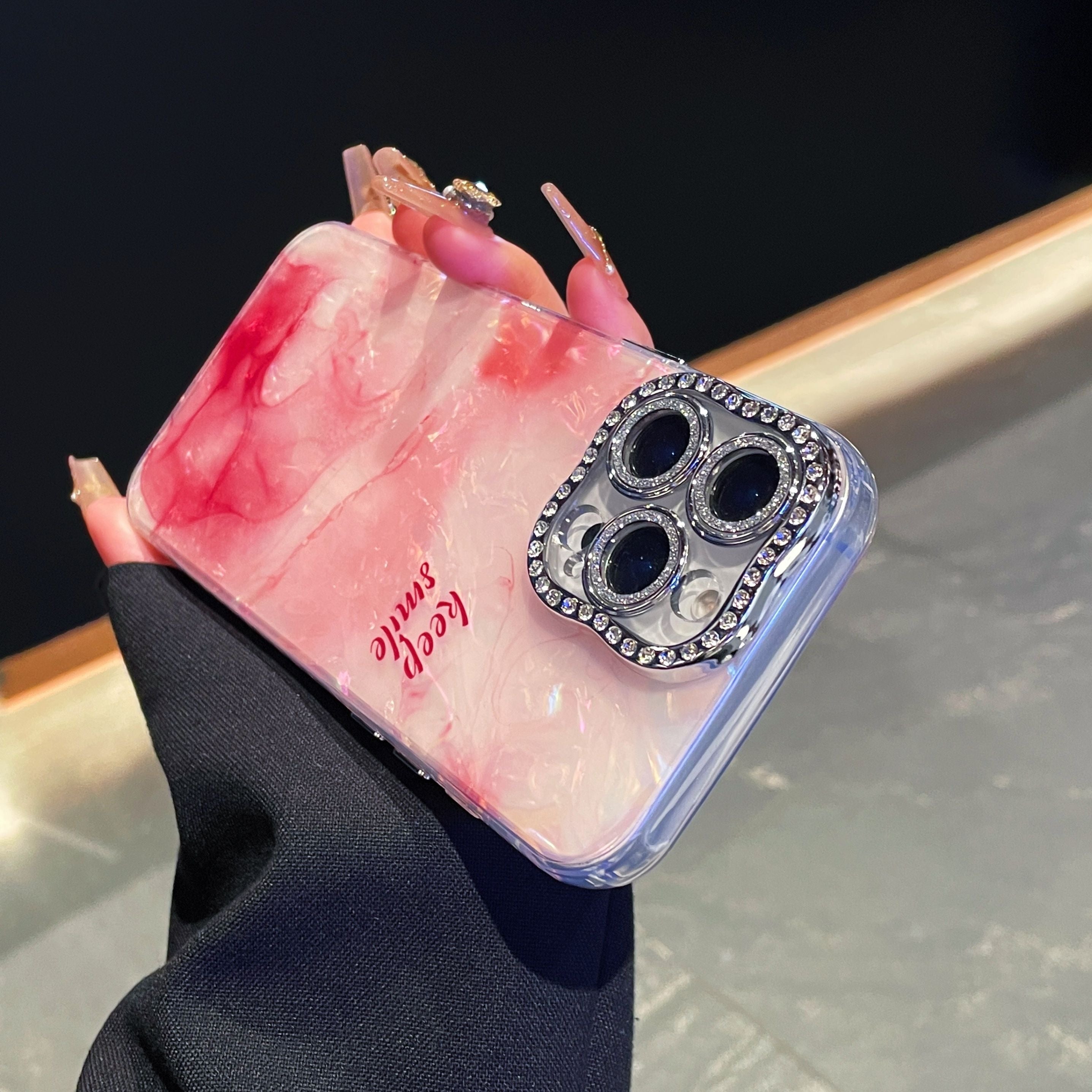 iPhoneケース 大理石風マーブル × メッセージロゴ スマホケース