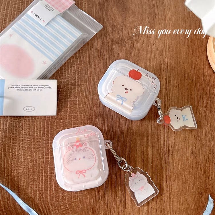 AirPodsケース かわいい 犬 猫 ストラップ付き AirPods Proケース