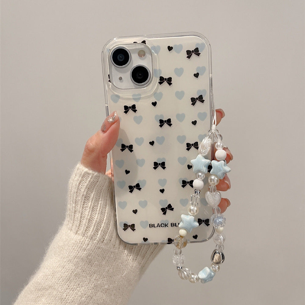 iPhoneケース ハート リボン かわいい ホワイト スマホケース