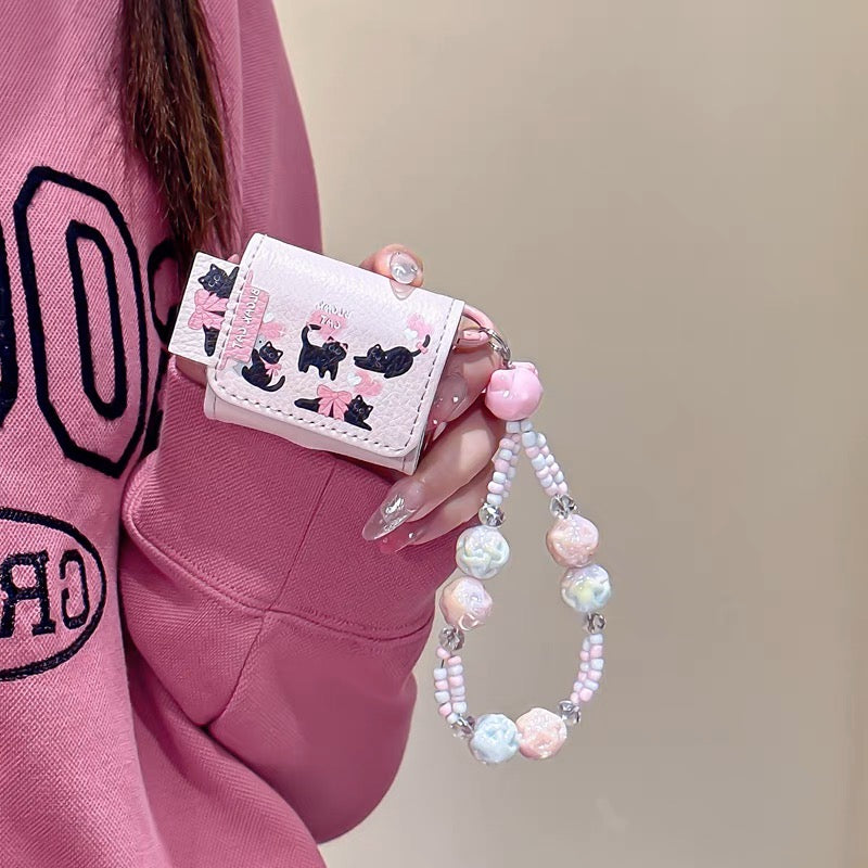 AirPodsケース かわいい 黒猫 ピンク AirPods Proケース