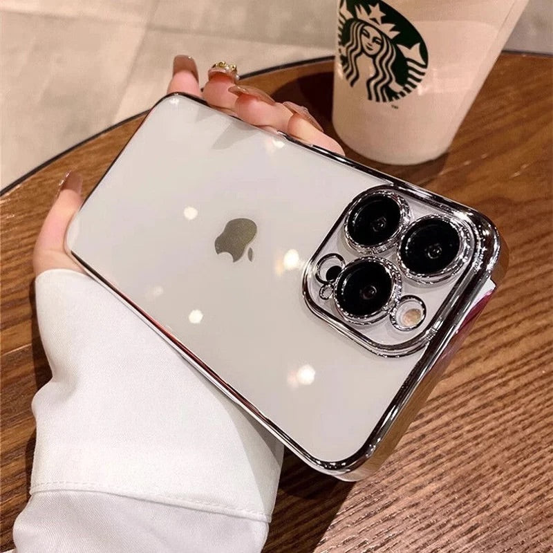 iPhoneケース　チタニウム 黄ばまないカメラ保護 軽量　透明　クリア　スマホケース