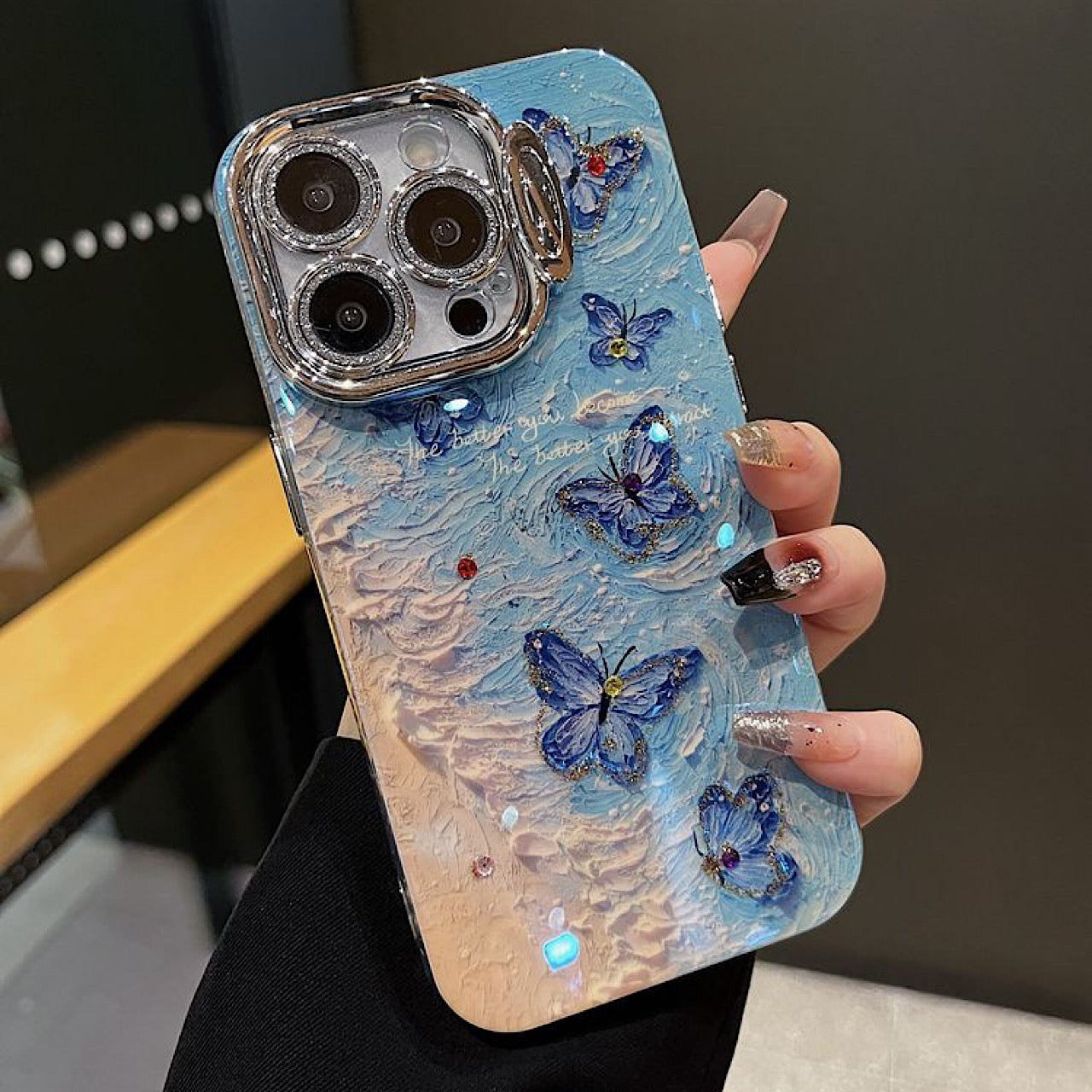 iPhoneケース おしゃれ 蝶々 スタンド付き スマホケース